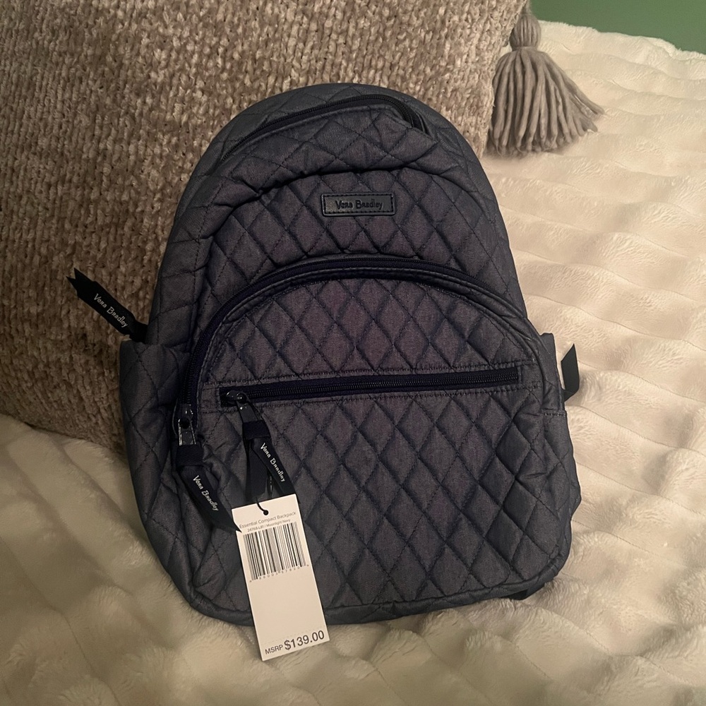 Vera Bradley Quilted Backpack Navy Blue